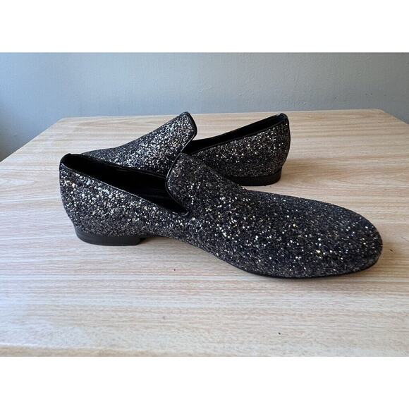 Jimmy Choo Men\'s Black Thame  Glitter Fabric Slipper, EU 40, US 8 main image 13
